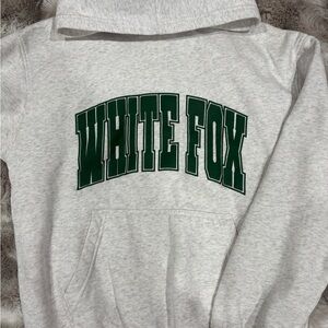 White Fox Boutique Gray Hoodie with Green Logo
